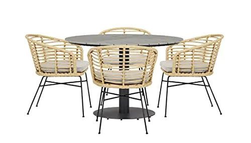 Envy Gartenmöbel-Set 4 Personen Ø110 cm Bambus Kissen