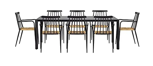 Envy Gartenmöbel-Set 8 Personen 200 cm Polyrattan dunkelgrau