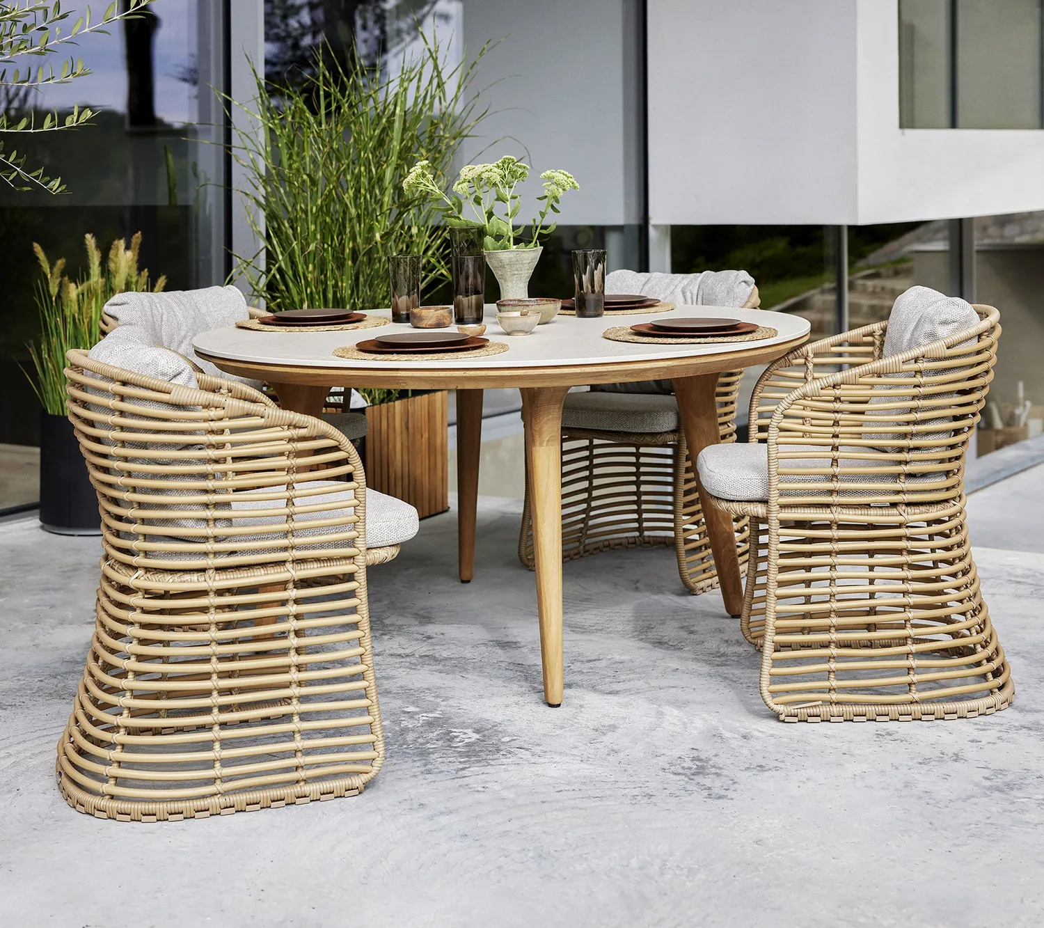 Cane-line Basket Stuhl Graphit Weave Gartenstuhl wetterfest