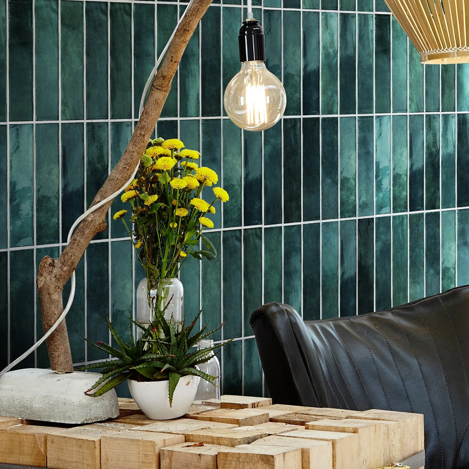 Grosfillex Element 3D Vertical Tiles Wandpaneel Lagoon glänzend
