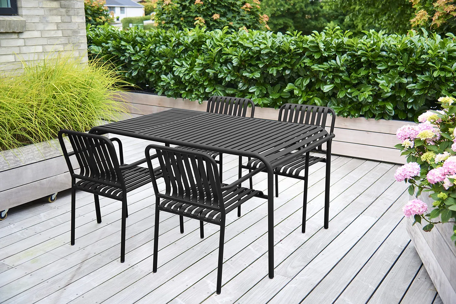 Envy Gartenmöbel-Set 6 Personen 150 cm schwarz Aluminium