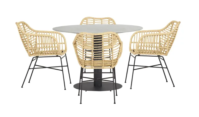 Envy Gartenmöbel-Set 4 Personen rund 110 cm Bambusoptik grau