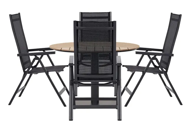 Envy Gartenmöbel-Set für 4 Personen Gartentisch Textilene schwarz