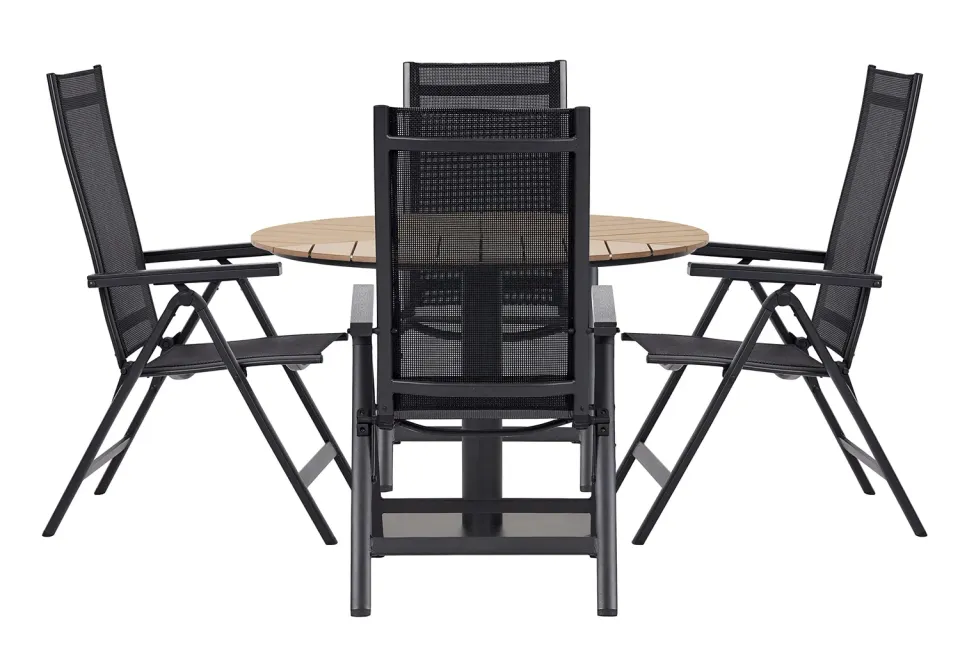 Envy Gartenmöbel-Set für 4 Personen Gartentisch Textilene schwarz