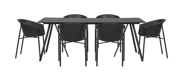 Envy Gartenmöbel-Set 6 Personen 200 cm schwarz Kunststoff