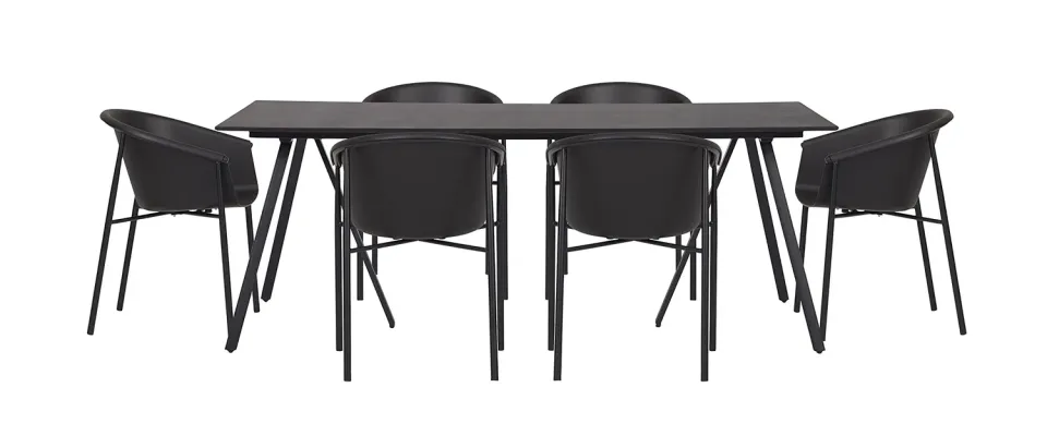 Envy Gartenmöbel-Set 6 Personen 200 cm schwarz Kunststoff