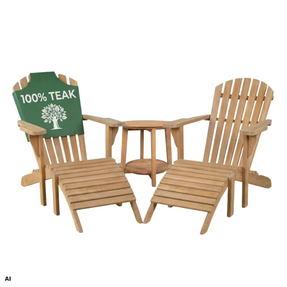 MR.DEKO Adirondack Chair 2er Set Montreal mit Beistelltisch Milton