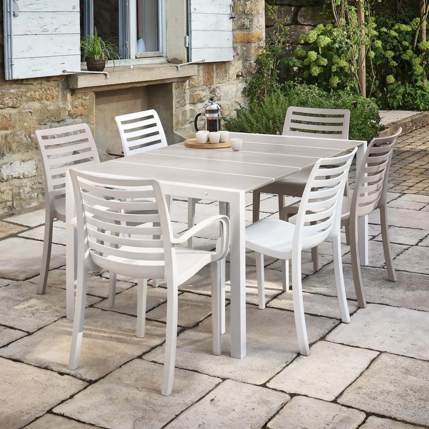 Grosfillex Eden Gartentisch 165x87 cm Platingrau Kunststoff