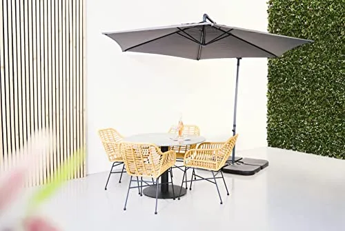 Envy Gartenmöbel-Set 4 Personen rund 110 cm Bambusoptik grau
