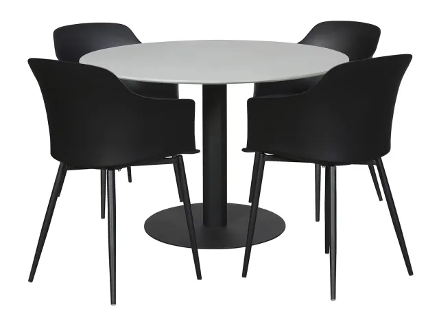 Envy Gartenmöbel-Set für 4 Personen Gartentisch 110 cm schwarze Stühle