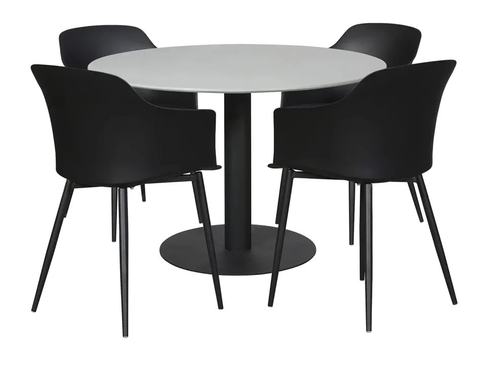 Envy Gartenmöbel-Set für 4 Personen Gartentisch 110 cm schwarze Stühle