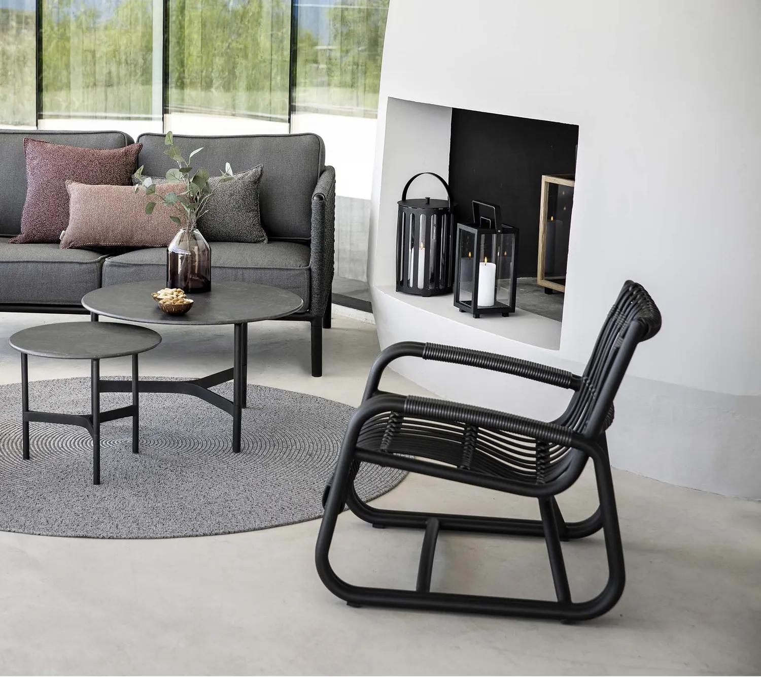 Cane-line Curve Loungesessel Lava Grey Aluminium