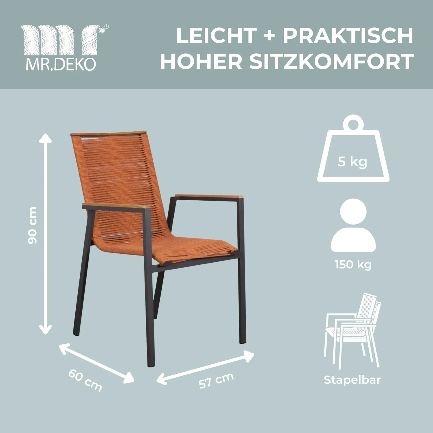 MR.DEKO Tarifa Gartenmöbelset 2 Personen Keramik 90x90 cm