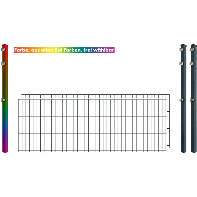 Bellamondo Doppelstab Industrie-Zaunset 8/6/8 250/63 cm