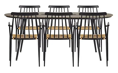Envy Gartenmöbel-Set 6 Personen 195 cm Sprossenlehne schwarz