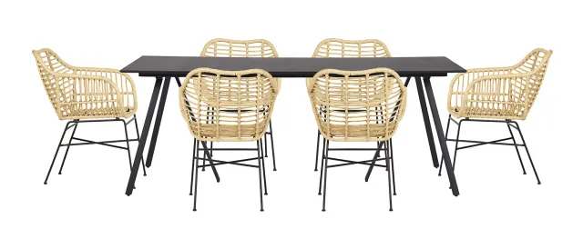 Envy Gartenmöbel-Set 6 Personen 200 cm schwarz Bambus
