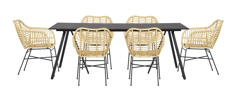 Envy Gartenmöbel-Set 6 Personen 200 cm schwarz Bambus
