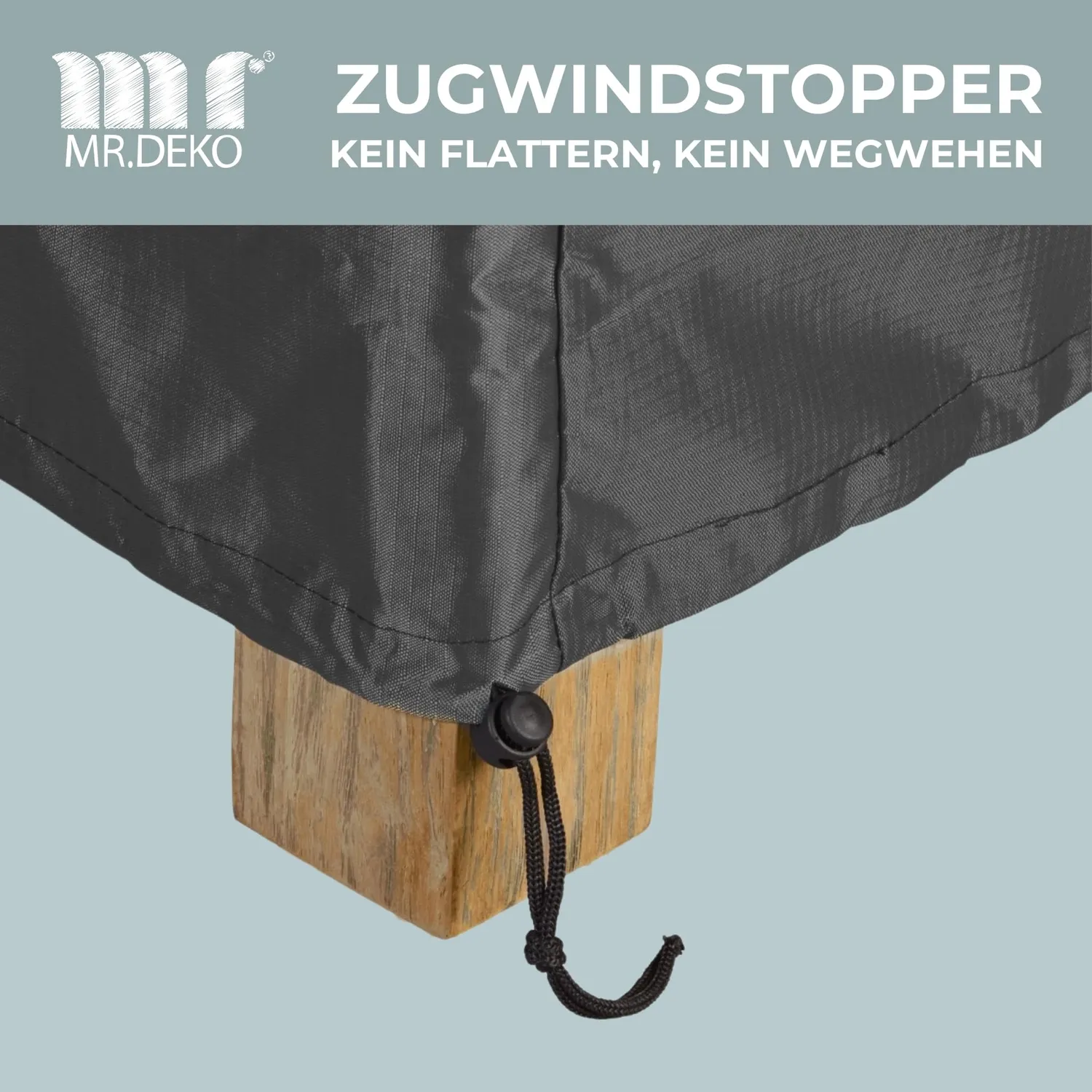 MR.DEKO Aero Protect Schutzhülle Gartenbank 130 cm Dunkelgrau