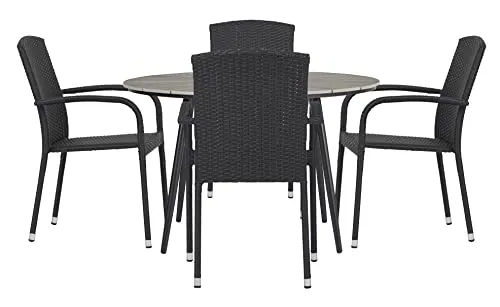 Envy Gartenmöbel-Set 4 Pers. Tisch 120 cm Grau Rattan