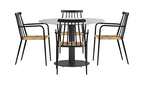 Envy Gartenmöbel-Set rund 110 cm grau 4 Personen Rattansitz