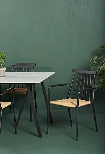 Envy Gartenmöbel-Set 200 cm 6 Personen Polyrattan schwarz