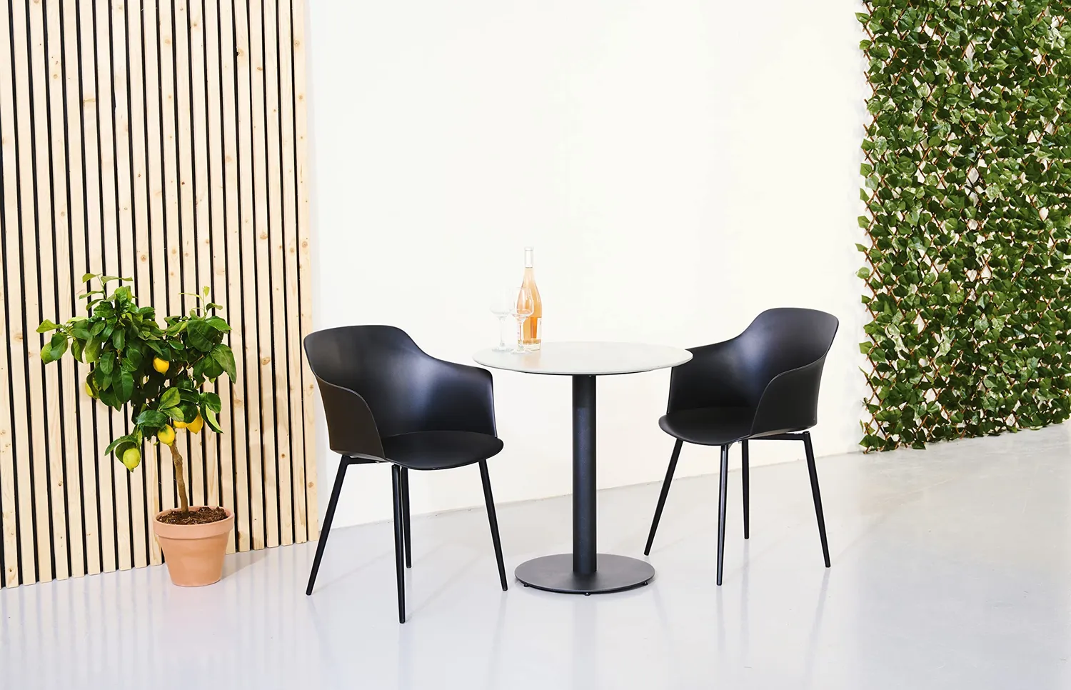 Envy Café-Set für 2 Personen Balkonmöbel Grau 70 cm Durafit
