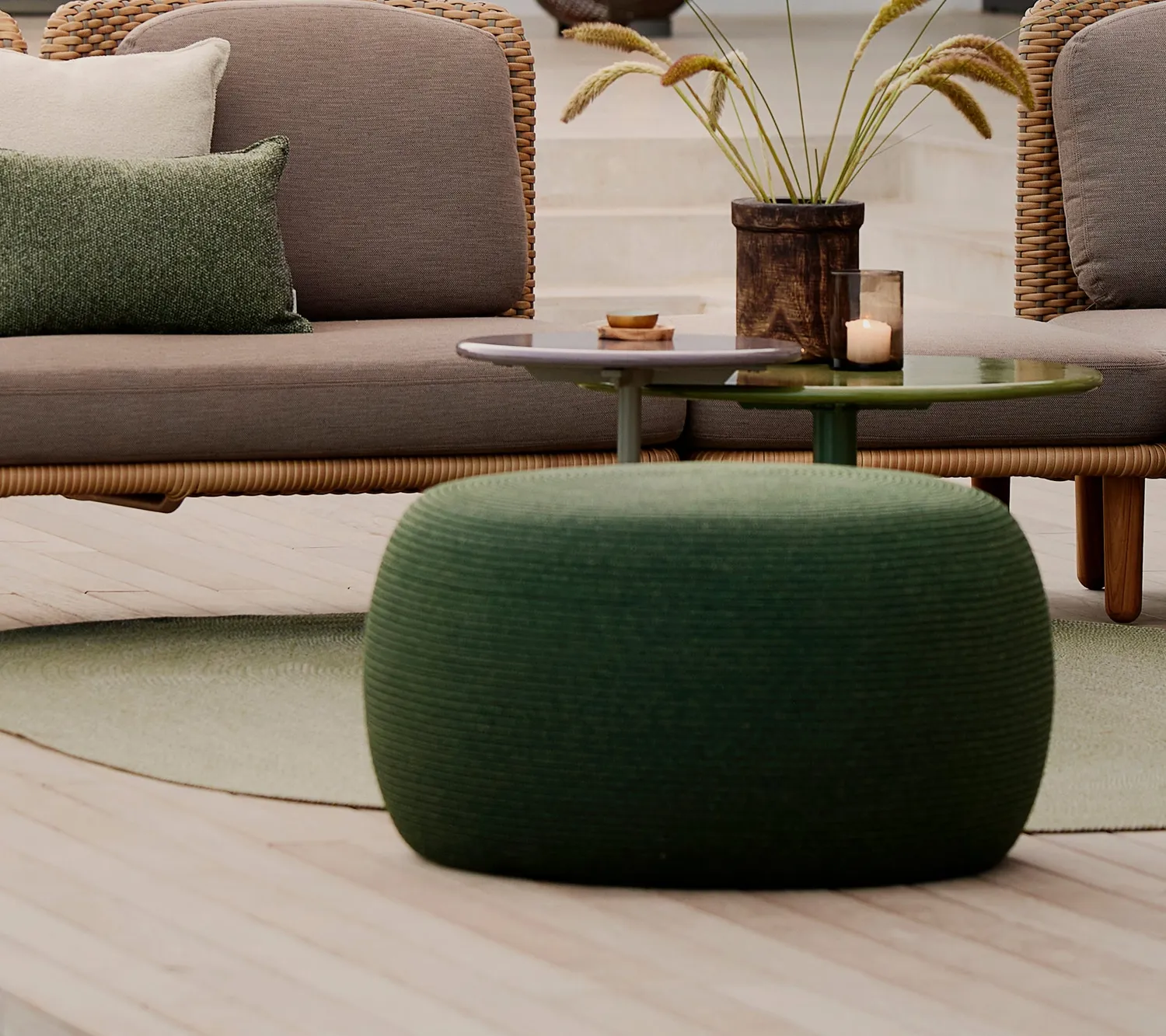 Cane-line Circle Hocker Large Umbrabraun Soft Rope