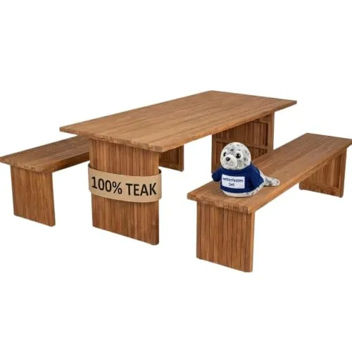MR.DEKO Ashford Gartenmöbel-Set Bierzeltgarnitur Teakholz 180 cm