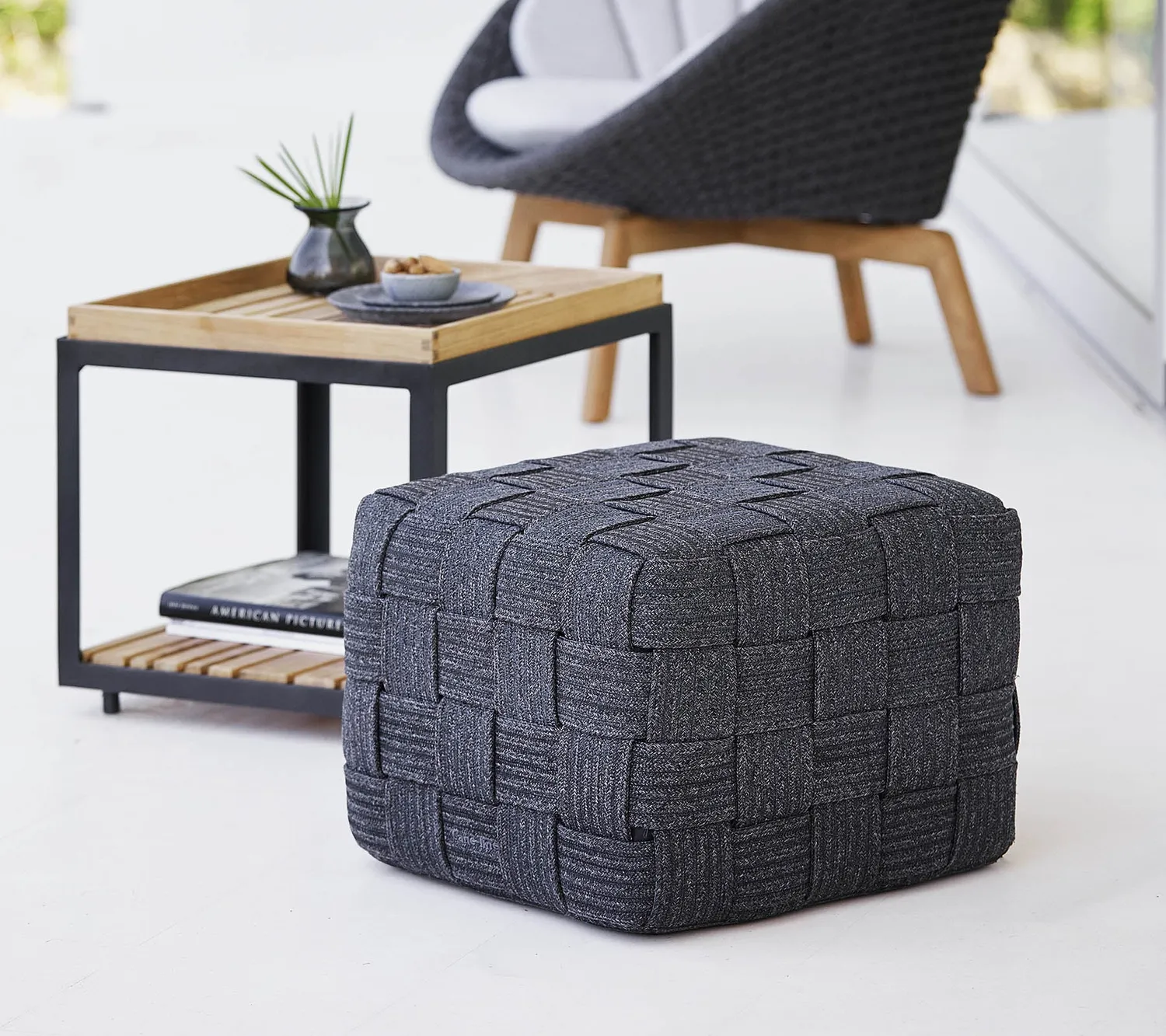 Cane-line Cube Fußhocker Dunkelgrau Soft Rope QuickDry