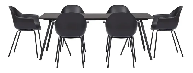 Envy Gartenmöbel-Set 200 cm Schwarz 6 Stühle Ocean Durafit