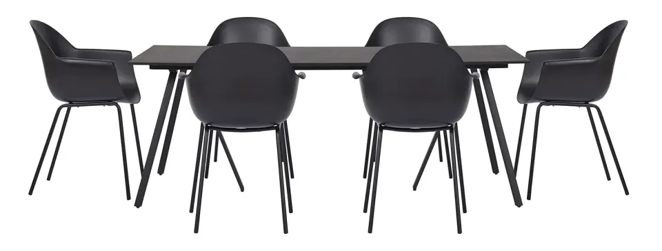 Envy Gartenmöbel-Set 200 cm Schwarz 6 Stühle Ocean Durafit