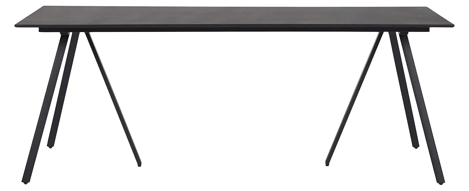 Envy Gartenmöbel-Set 200 cm Schwarz + 6 Rattanstühle Lehne