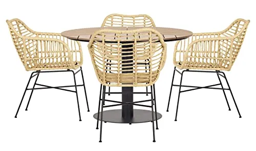 Envy Gartenmöbel-Set für 4 Personen Gartentisch Polywood Teak-Look Bambusoptik