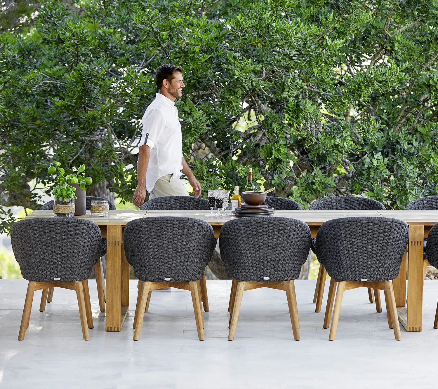 Cane-line Peacock Stuhl Dunkelgrau Teak Seil