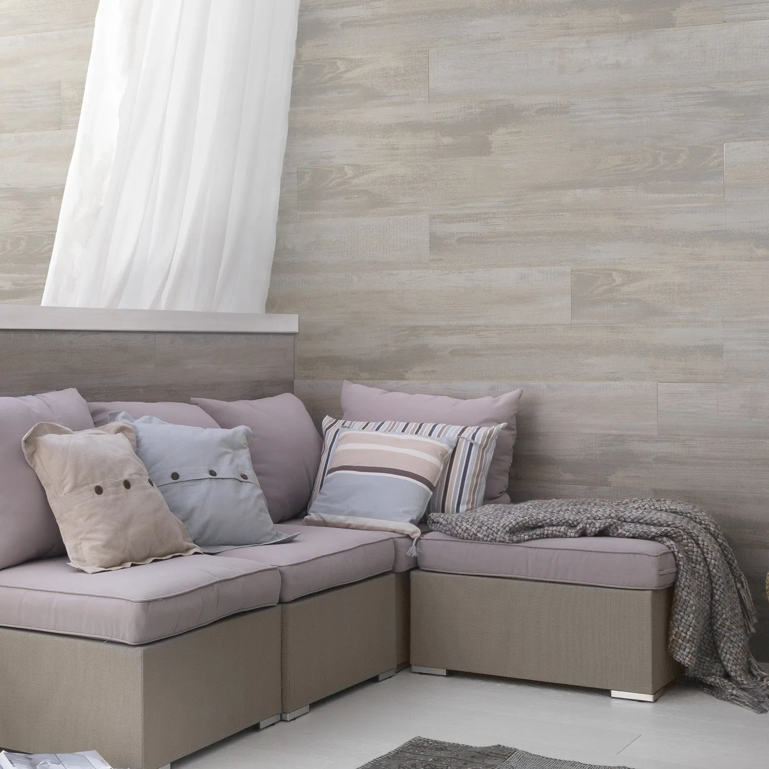 Grosfillex Element Compact Wandverkleidung Datcha Weiß Holzoptik