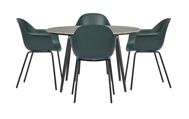 Envy Gartenmöbel-Set Rund 120 cm Grau 4 Stühle Grün