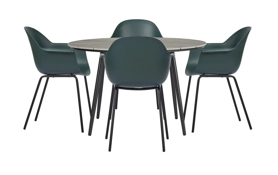 Envy Gartenmöbel-Set Rund 120 cm Grau 4 Stühle Grün