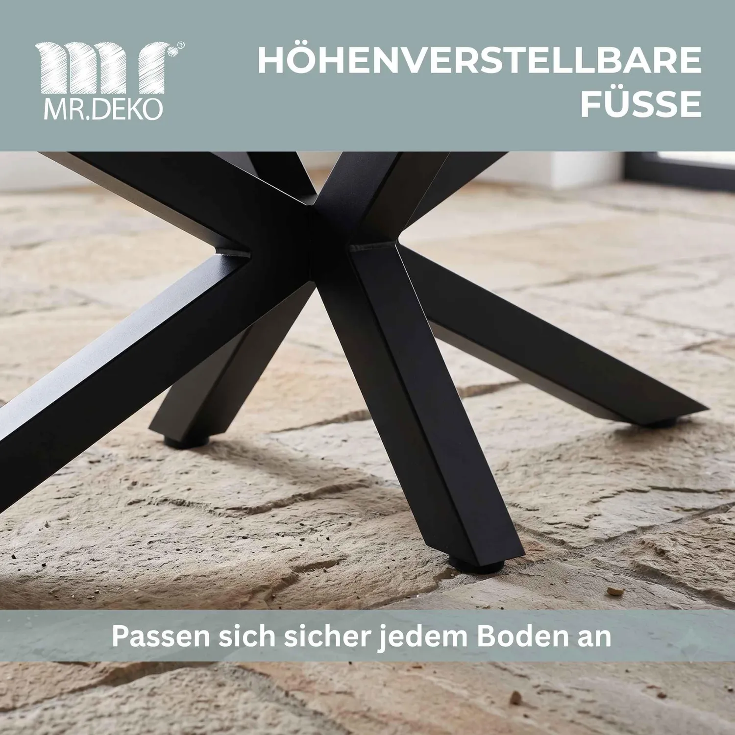 MR.DEKO Almeria 200x90 Gartentisch Keramik wetterfest