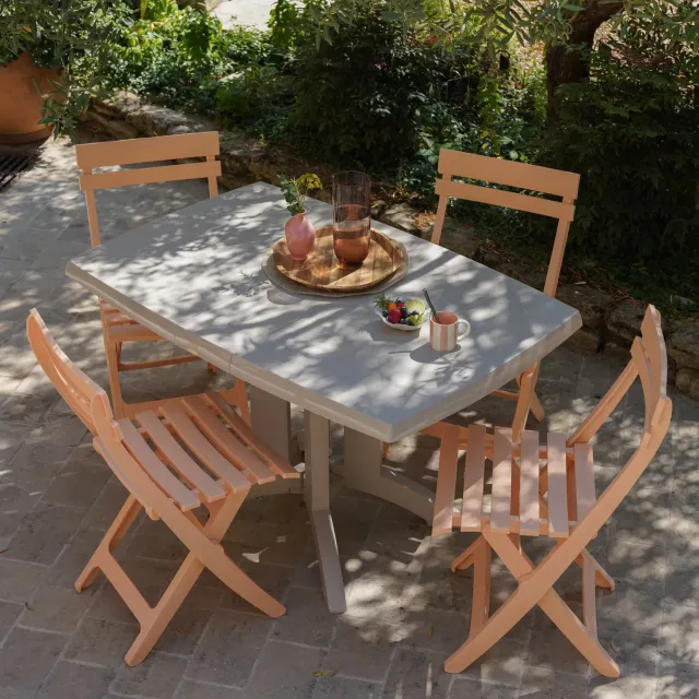 Grosfillex Vega Miami Gartenmöbel-Set 5-tlg Leinen Klappbar