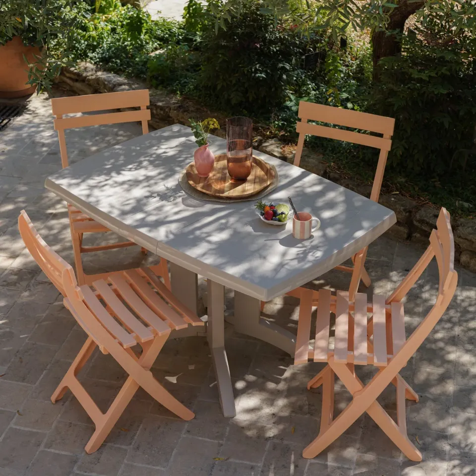 Grosfillex Vega Miami Gartenmöbel-Set 5-tlg Leinen Klappbar