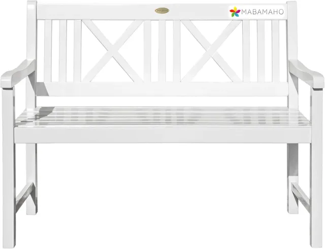Garden-Pleasure Lübeck Gartenbank 2-Sitzer 120 cm Weiß Washed