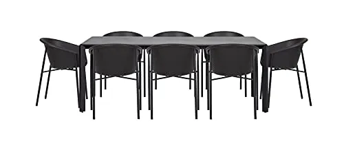 Envy Gartentisch 200cm Set 8 Stühle dunkelgrau schwarz