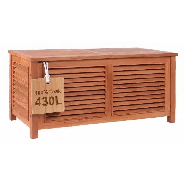 MR.DEKO Gartenbox Teak 430 l Auflagenbox 124 cm wetterfest