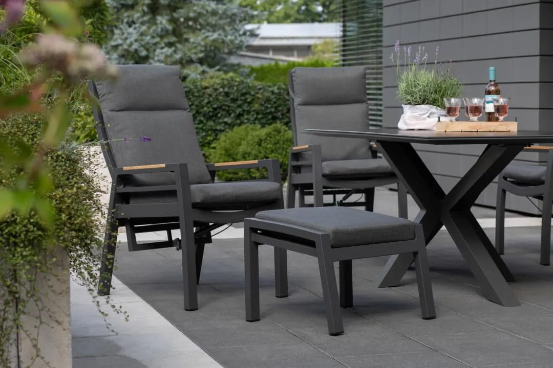 MR.DEKO Malaga Gartentisch 200x90 cm Keramikplatte Dark-Grey