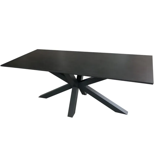 MR.DEKO Malaga Gartentisch 200x90 cm Keramikplatte Dark-Grey