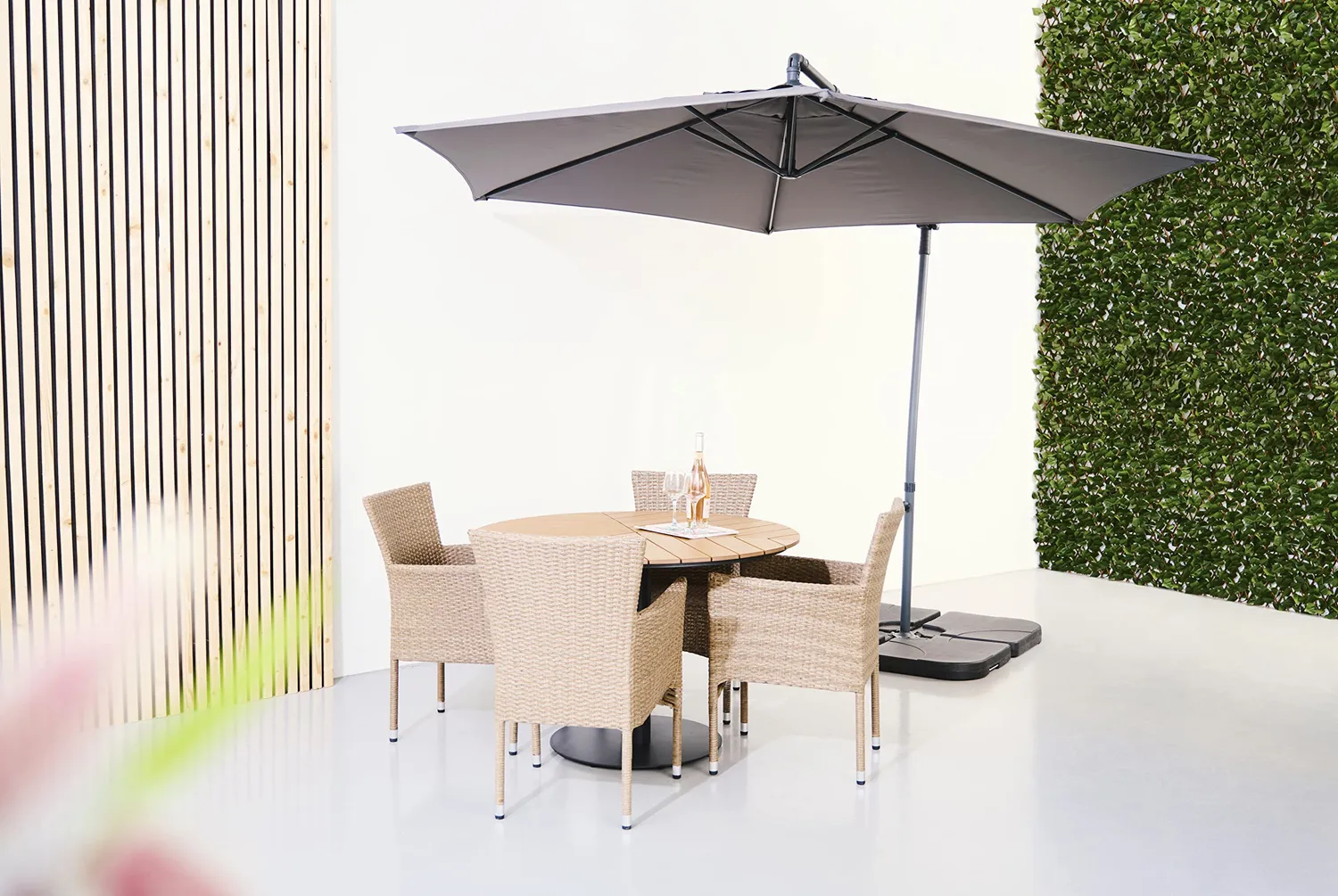 Envy Gartenmöbel-Set rund 110 cm Teaklook für 4 Personen natur