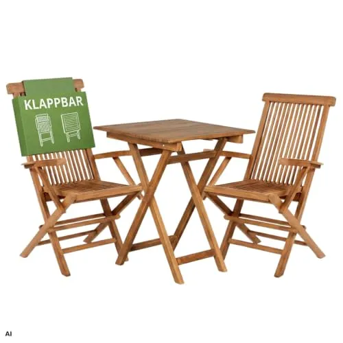 MR.DEKO Andover Porton Gartenmöbel-Set Teakholz 2 Sessel