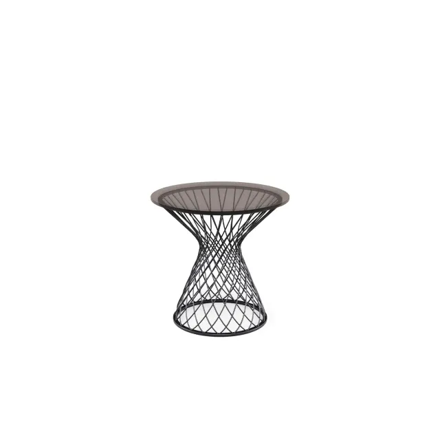Emu Heaven Couchtisch rund 45 Glas Stahl geflochten