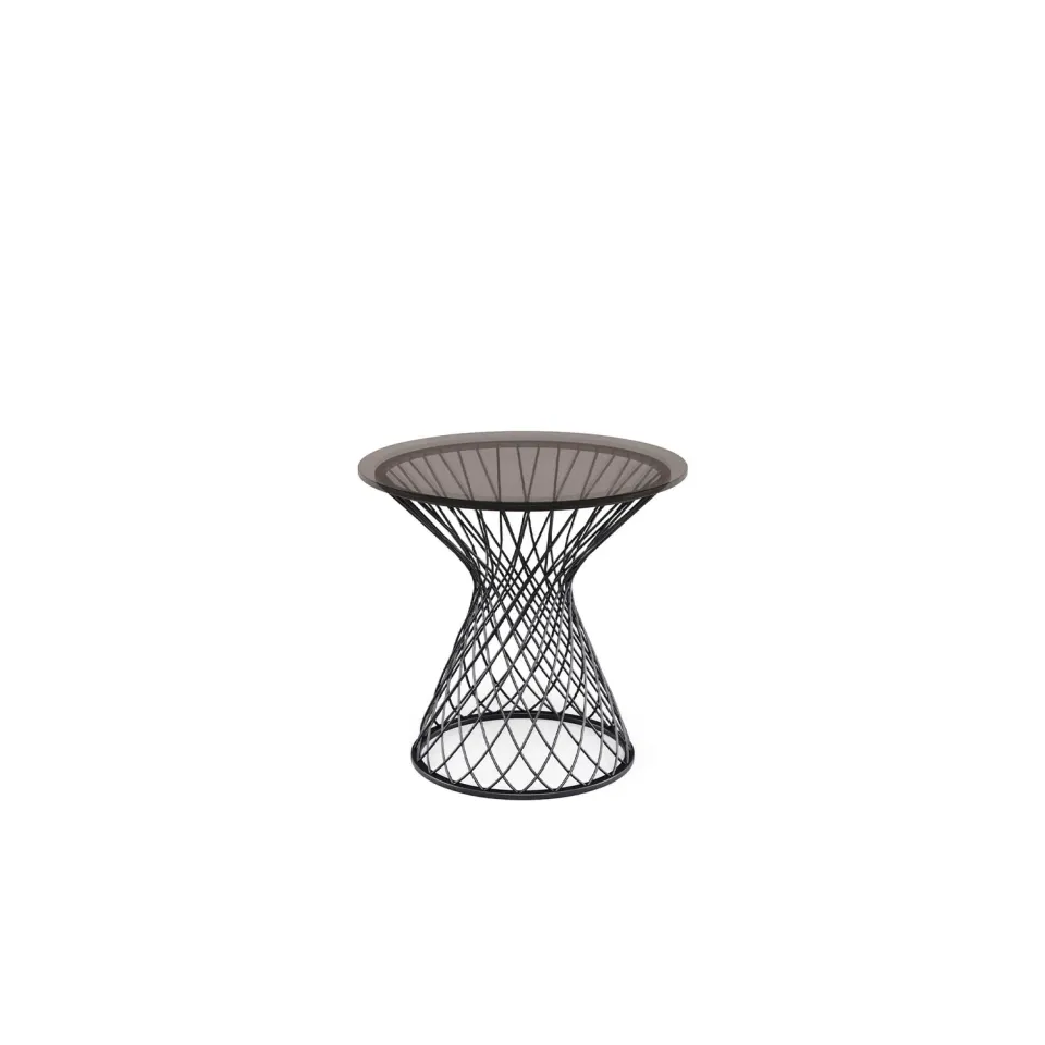 Emu Heaven Couchtisch rund 45 Glas Stahl geflochten