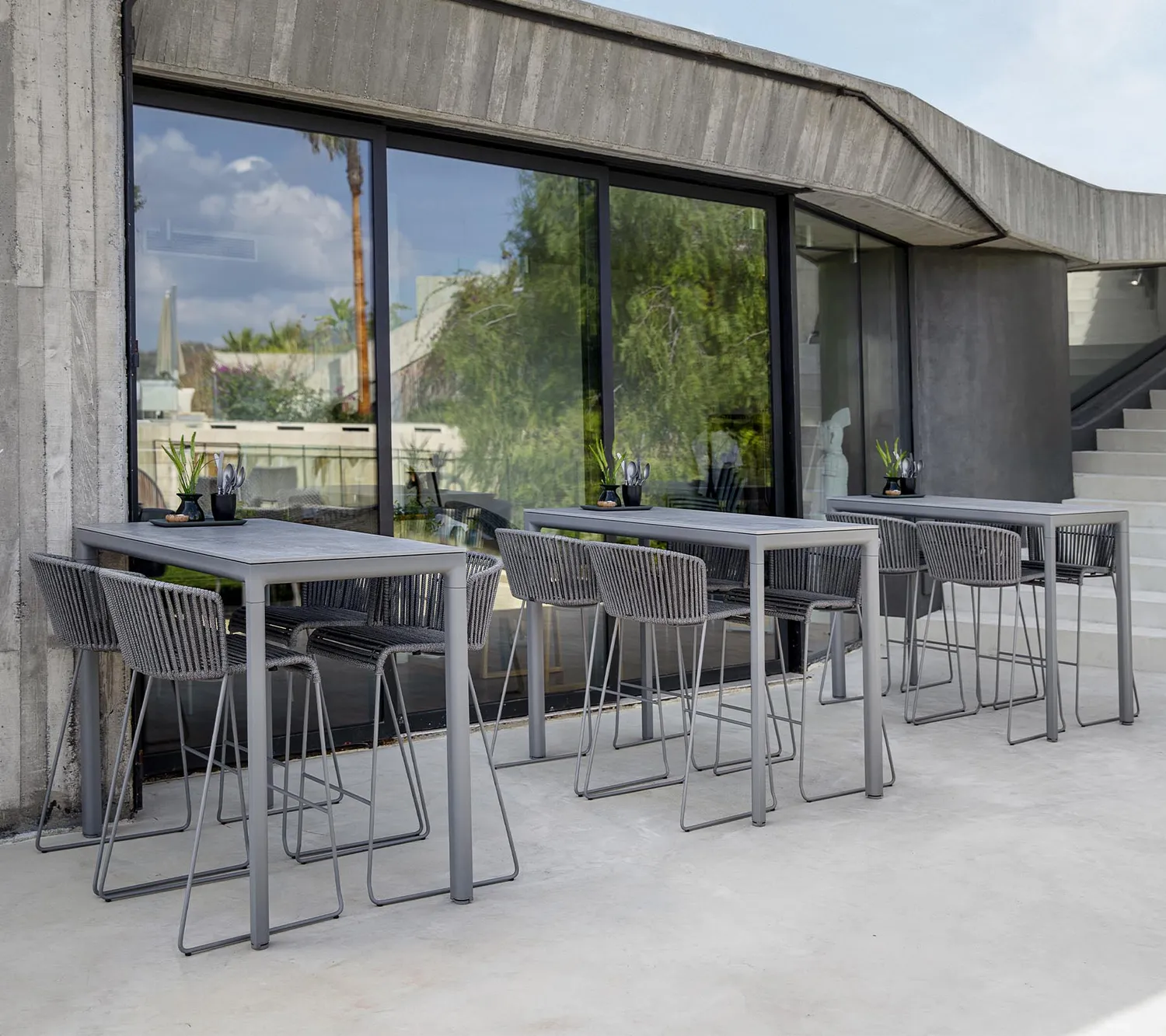 Cane-line Moments Barstuhl grau Soft Rope stapelbar